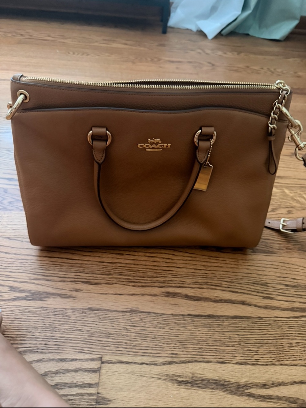 Coach Tan Leather Tote with Gold Hardware